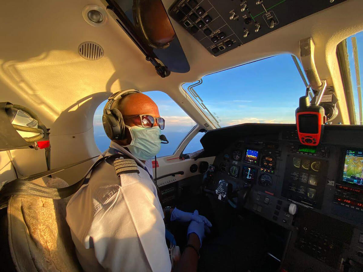 Pilot in the cockpit of a plane