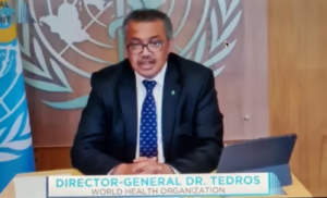 Screenshot of Director-General Dr. Tedros from the World Health Organization
