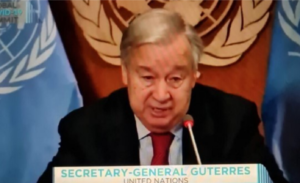 Screenshot of Secretary General Guterres from the United Nations